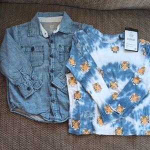 Chaser Tie Dye Tiger Shirt And Gap Button Down